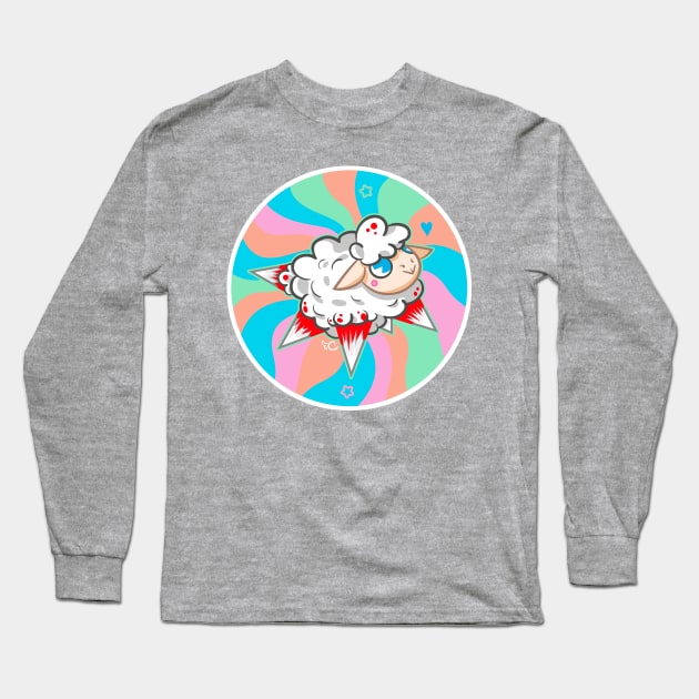 trippy drippy - Cute dark animal sheep Long Sleeve T-Shirt by Cocobot